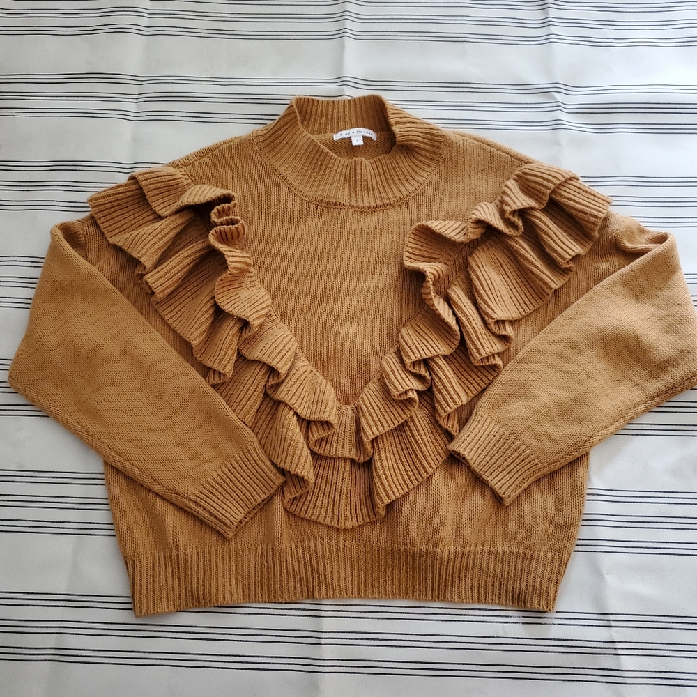 Stevie Hender Yellow Ruffle Sweater